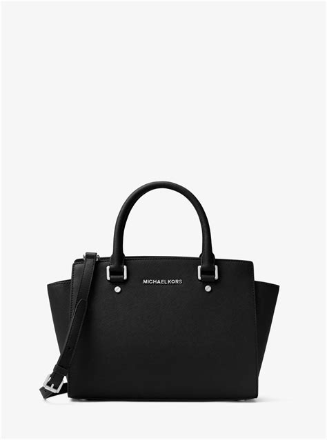 michael kors selma black tote bag medium|Michael Kors selma satchel.